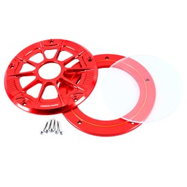 POWER JAMES Motorcycle Primary Clutch Derby Cover, Hollow Out with Acrylic Glass, Compatible with Dyna 99-2017, Softail 1999-2018, Touring 99-2015 (Red)