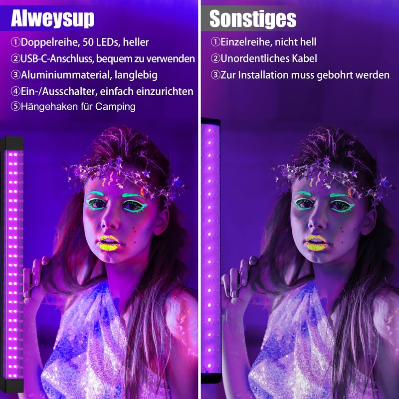 Alweysup UV Black Light Tube 10 W Pack of 2