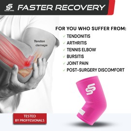 Sleeve Stars Elbow Compression Sleeve for Women & Men, Tendonitis Elbow Brace & Elbow Support for Pain & Arthritis, Tennis Elbow Sleeve Arm Protector Wrap for Golf & Sports (S-XXL) (M/Hot Pink)
