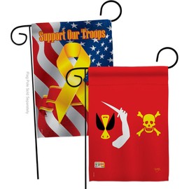 Christopher Moody Garden Flags Pack Coastal Pirate Ship Skull Treasure Map Carribean Jolly Blackbeard Jack Support Our Troops Small Gift Yard House Banner Made In USA 13 X 18.5