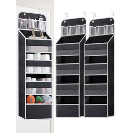 2 Pack Over the Door Organizer, 5-Shelf Hanging Storage Organizer with Clear Window 4 Large Capacity Pockets, Swing-Proof Foldable Behind Door Storage Shelf for Kicthen Bedroom Nursery Kids Toys Shoes
