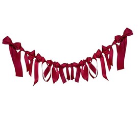 Satin Bow Garland Banner - Coquette Bachelorette Party Decor, Bridal Shower Backdrop, Wedding & Engagement Party Supplies, Birthday Decoration, Photo Booth Props (Burgundy)