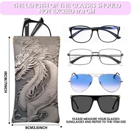 Zewurtuw 2 PCS Glasses Sunglasses Eyeglass Case Pouch Soft PU Leather with Cleaning Cloth Cute Aesthetic for Women Girls Men (B2-Animal)