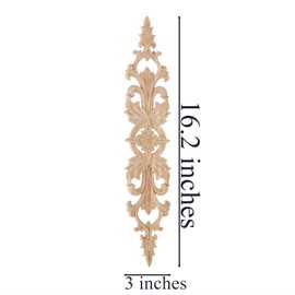 Coloch 4 Pack Wood Applique Onlays for Furniture, Wood Long Carved Decals DIY Decorative Wood Appliques for Bed, Door, Cabinet, Dresser, Wardrobe, Furniture