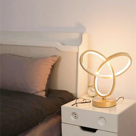 ELINKUME Gold LED Schreibtischlampe 10W,Dimmbare Tischlampe mit 3 Farbtemperaturen für Heim&Büro,Nachttischleuchte zum Lesen,Arbeiten,Studieren,Zeitgenössische Tischleuchte Nachttischlampe