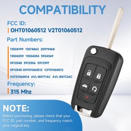 Flip Key Fob Replacement Fits for Chevy Equinox Camaro 2010-2019 Malibu 2014-2016 Impala 2014-2019 Sonic 2012-2017 Cruze 2011-2016 GMC Terrain 2010-2019 Buick Lacrosse Regal Verano Encore Remote