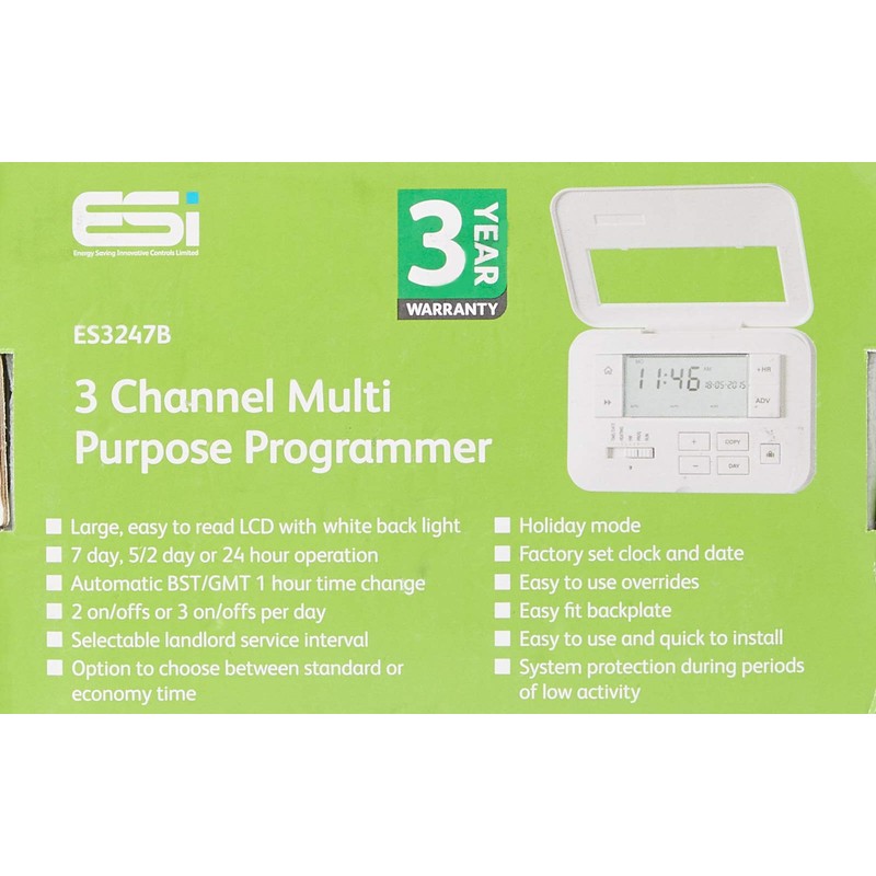 ESI ES3247B Multi Purpose Central Heating Programmer/Timer - 3 Channel