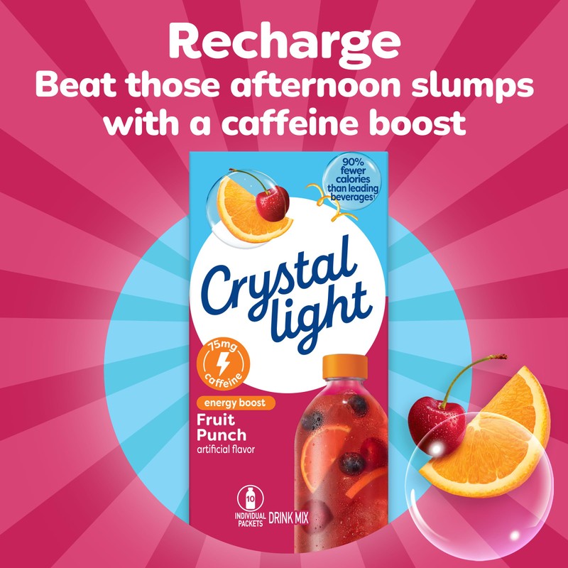 Crystal Light Energy Boost Fruit Punch Drink Mix, 10 ct