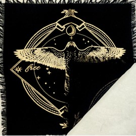 Altar Cloth Golden Lucky Wild Owl Witchcraft Alter Tablecloth Tarot Spread pegan Top Cloth Wicca Square Wiccan Spiritual 18 by 18 Sacred Table Tapestry Cloth (Golden Owl)