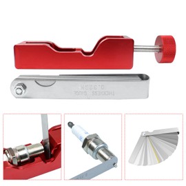GZZTORES Universal Spark Plug Gap Tool with 32 Blade Steel Feeler Gauge, Spark Plug Gapping Tool for Most 10mm 12mm 14mm 16mm Spark Plugs, Spark Plug Gapper Adjustment Tool, Red