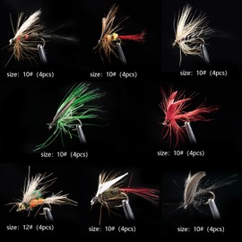 Goture Dry Flies Complete 64 Pieces with Fly Box Included for Fly Fishing, Bristles, Flies, Streams, Tenkara, Trout Fishing, Fly Set, For Saltwater Freshwater and Freshwater Lures
