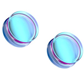 Pierced Owl Purple Iridescent Glass Double Flared Plug Gauges, Sold as a Pair (19mm (3/4"))