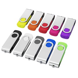 WOOOLKEN USB Stick 16 GB Pack of 10 2.0 Memory Stick Swivel Data Storage Metal Memory Sticks Flash Drive USB Sticks Pack of 10 (10 Colours)