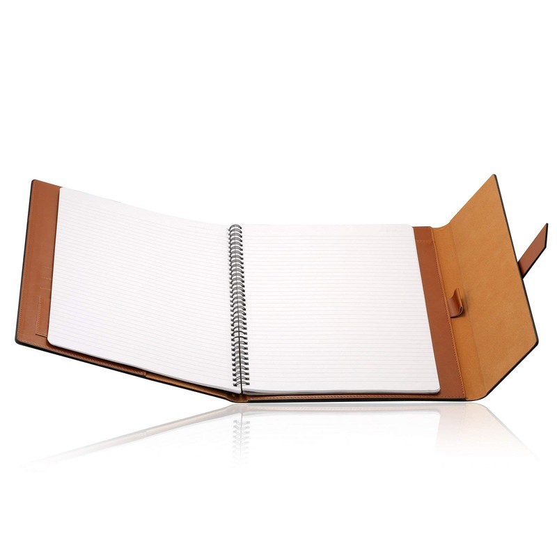 Gallaway Leather-Padfolio-Portfolio, Folder-Slim-Notebook, Note-Pad-Holder, Desk-Accessories, Brown