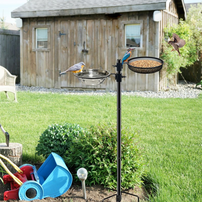 CQAIRIOU Standing Bird Feeder Tray,Open Platform Bird Feeding Mesh Seed