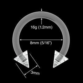 4pc 16g 1.2mm Acrylic Circular Barbell Plastic Horseshoe Clear Retainer Keeper 8mm Cartilage Bar Earrings