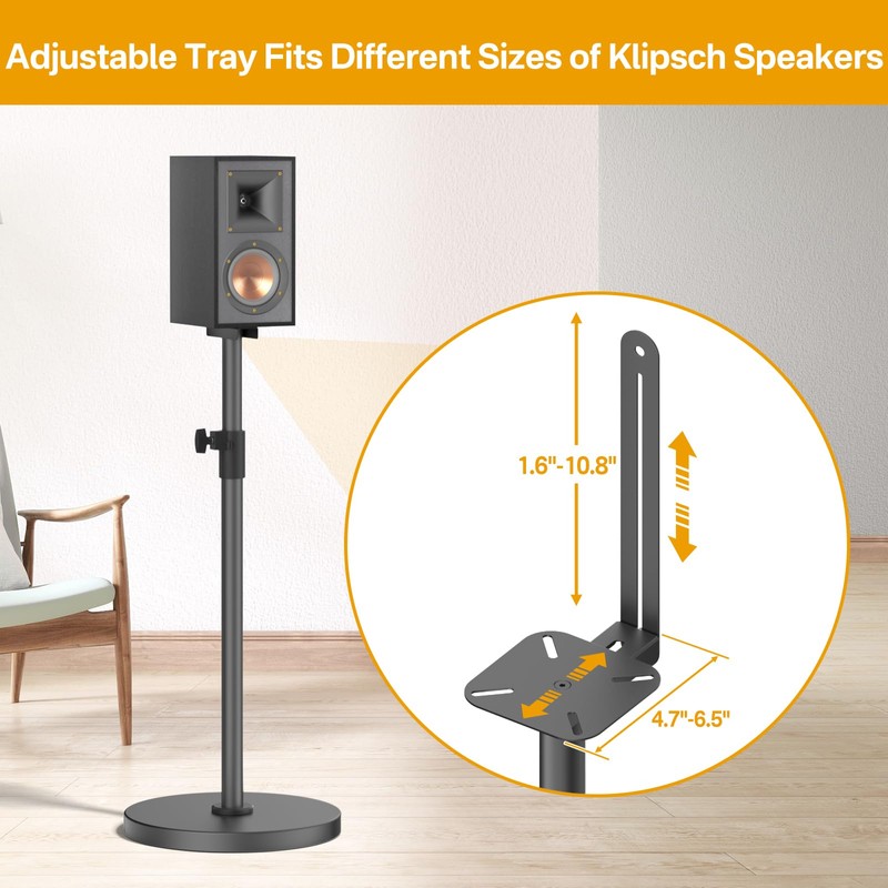 Height Adjustable Bookshelf Speaker Stands Pair for Klipsch Speaker Stands