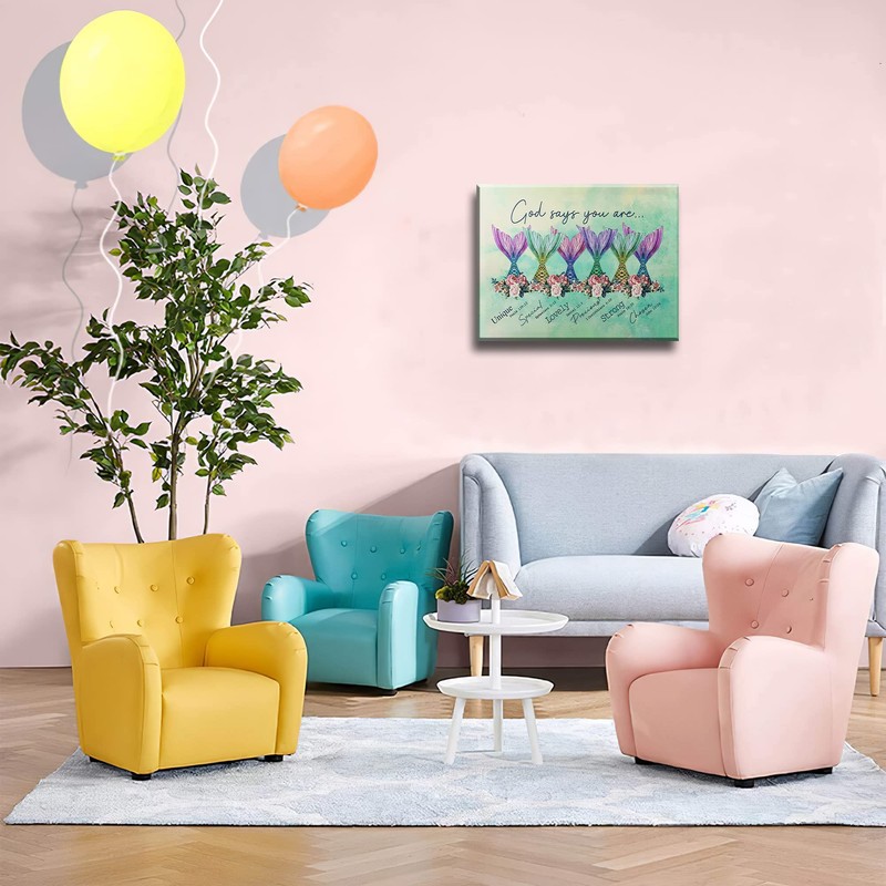 Mermaid Tail Wall Art Little Girls Inspirational Room Decor God