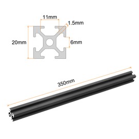 uxcell 4 Pcs t Slot 2020 Aluminum Extrusion Profile 350mm 14 inch, European Standard Anodized Black Linear Rail Extrusion Frame for 3D Printer, CNC Machine