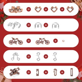 17 Pcs Brain Teaser Puzzles for Adults Teens - Metal Puzzles 3D Puzzle Game Toys for Adults Teens - Wooden Unlock Interlocking Puzzle Adult IQ Education Smart Toys