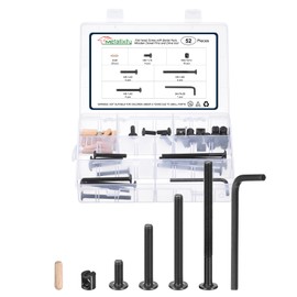 METALLIXITY Furniture Connector Bolt Cap Nut Kit with Wrench(M6-1x16/40/60/80mm) 52Pcs, Connector Bolt M6 Screw Barrel Nuts Binding Screws, for Chair Cabinet Bed, Black