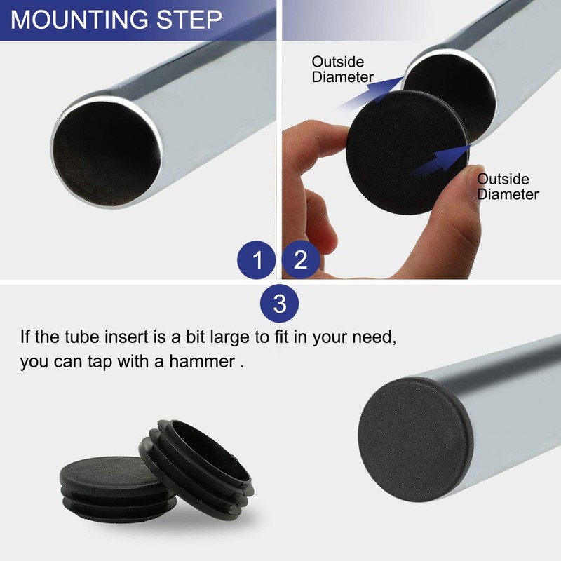 sourcingmap 1 7/8" 48mm OD Plastic Round Tube Ribbed Inserts