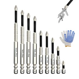 High Magnetic Screwdriver Drill Bit Set, 9PCS Magnetize Screw Bits, Anti-Slip Strong Grip Professional Driver Bits for Precision Drilling and Fastening 25-150mm 1 Set