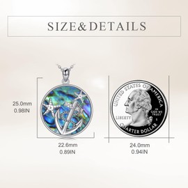 S925 Sterling Silver Anchor Pendant Necklace with Abalone Shell, Nautical Jewelry for Women and Men