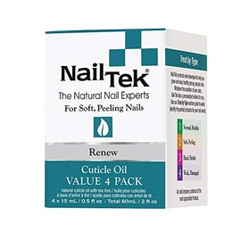 Nail Tek Renew, Natural Cuticle Oil with Tea Tree for All Nail Types, 0.48 oz, Value 4 Pack