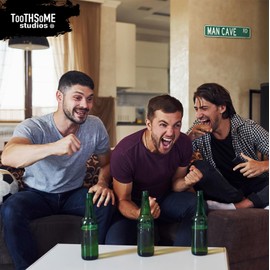 Man Cave Rd Funny Street Sign 16" x 4" Sports Bar Game Room Home Man Cave Decor (ManCaveStreet)