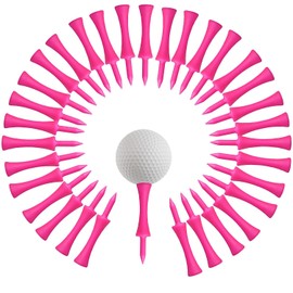 Lyntrioris 50Pcs Vibrant Pink Golf Tees – Eco-Friendly Plastic Design for Consistent Performance and Style