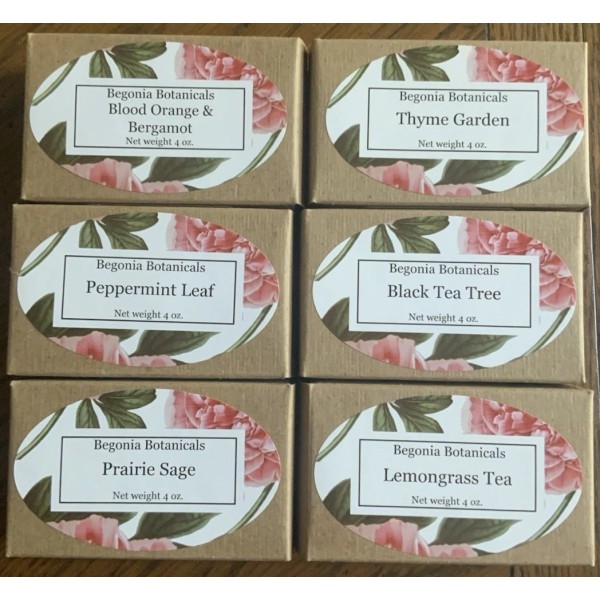 Begonia Botanicals Soaps 6 Bar Assortment Pack 4 Oz Bars