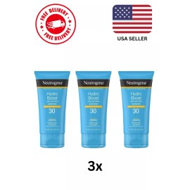 Neutrogena Hydro Boost Moisturizing SPF 30 Sunscreen Lotion 3 Oz X 3 Packs