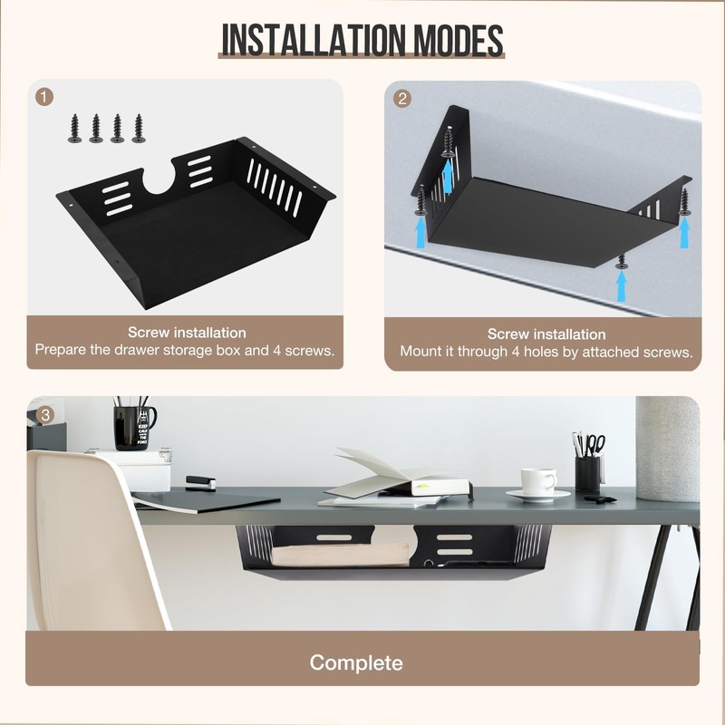 Neiteli 2 Pack Under Desk Shelf - Under Desk Storage