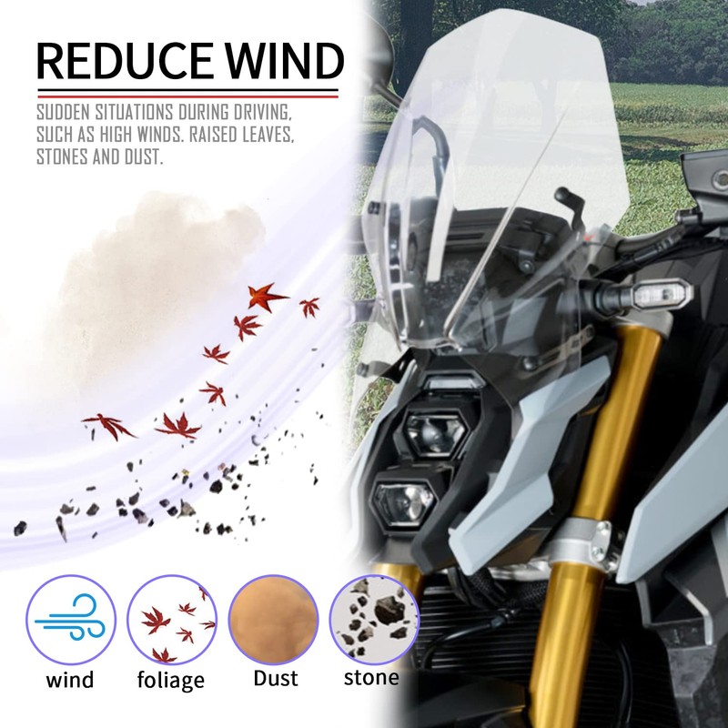 Motorcycle Windshield Deflector with Bracket Double Bubble Windscreen Fit for