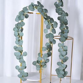 KASESSS Pack of 2 Artificial Eucalyptus Garlands, 1.8 m Eucalyptus Decorative Hanging Plants, Flower Garland, Table Garland, Eucalyptus, Green Eucalyptus Artificial for Wedding Arches, Gardens, Swings