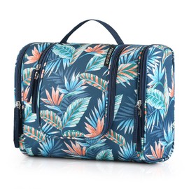 FOREGOER Large Travel Toiletry Bag Hanging Toiletry Bag for Men and Women, 1 green leaf