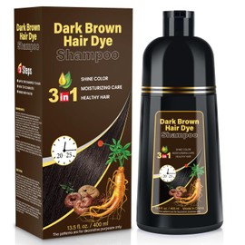 YOURTONE Dark Brown Hair Dye Shampoo 3 IN 1, Hair Color Shampoo for Gray Hair Coverage for Women Men, Herbal Formula with Ammonia-free Ingredients, Lasts up to 30 Days (16.9 Fl Oz)