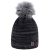 Compagno Winter Hat Knitted Hat Women's Bobble Hat Fleece Lining