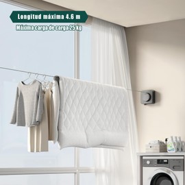 Tofaney Tendedero Retractil Pared Aluminio Tendedero Retráctil hasta 4.63 Metros Ajustable Tendedero Retractil para Ropa Impermeable y Antioxidante