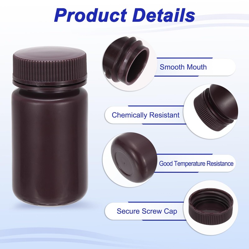 PATIKIL 12Pcs 125ml Reagent Bottles, PP Wide Mouth Round Bottles