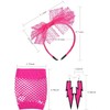 80's Lace Headband Neon Earrings Fingerless Fishnet Gloves for 80's
