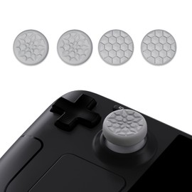 PlayVital Thumb Grip Caps for Steam Deck LCD & OLED, Silicone Thumbsticks Grips Joystick Caps for Steam Deck Accessories - Fleeting Gray Diamond Grain & Crack Bomb Design