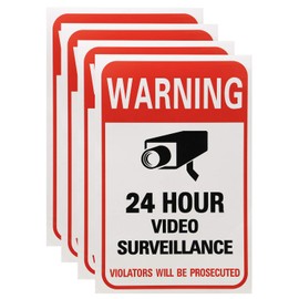 Tupalizy 24 Hours Video Camera Surveillance Sign Stickers Decals Self-Adhesive Home Business Alarm System Security Label Stickers for Window Wall Door, 4 x 6 Inch, 20PCS