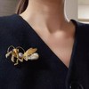 Women’s Pearl Mantis Brooch, Gold‑Tone Pave Zircon Insect Lapel Pin