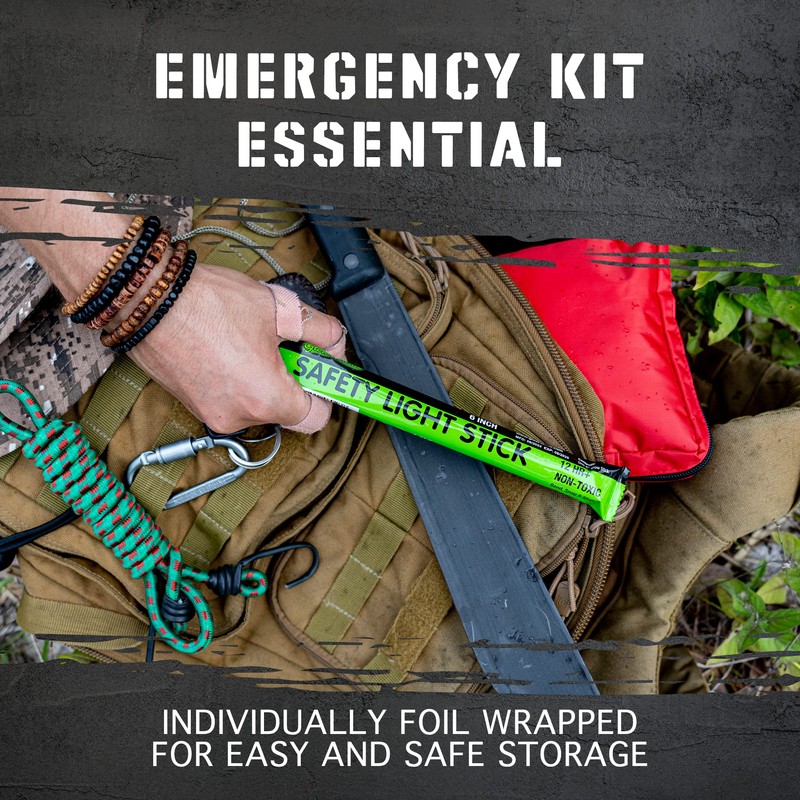 100 Ultra Bright Emergency Glow Sticks - Individually Wrapped Long