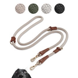 PiuPet® Dog Lead 2 m, 3-Way Adjustable Length, Lead Large and Small Dogs, Dog Lead Large Dogs, Dog Lead Small Dogs, Dog Lead Medium Dogs, Lead Dog (Beige)