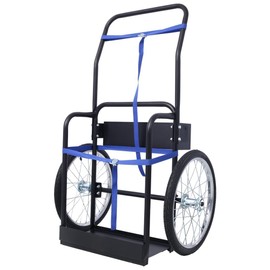 Heavy Duty Dual Oxygen Tank Cart, Large 220Lbs Capacity Double Cylinder Cart with 20" Pneumatic Wheels, High Safety Rail, Includes 2 Straps