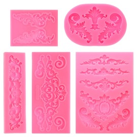 PATIKIL 5PCS Polymer Clay Mold, Clay Mold Fondant Mold 3D Iod-Mold Silicone Rose for Crafts Air Dry DIY Cakes Chocolate Candy Sugar Baking, Pink