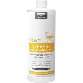 Unique Clean-It RV Black Tank Deep Cleaner Liquid - Effectively Resets Dirty RV Black Tanks - Eliminates Odors and Waste (32 oz)